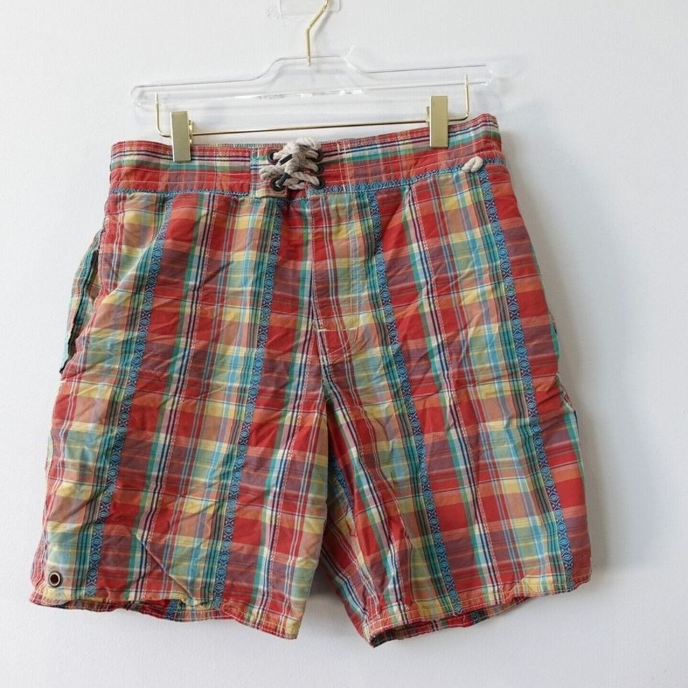 Polo Ralph Lauren Shorts Small Plaid Swim Trunks Tartan Stewart Board Madras - Picture 1 of 13